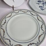 Set of 6 decorative French porcelain plates, floral and traditional designs, 25 cm
