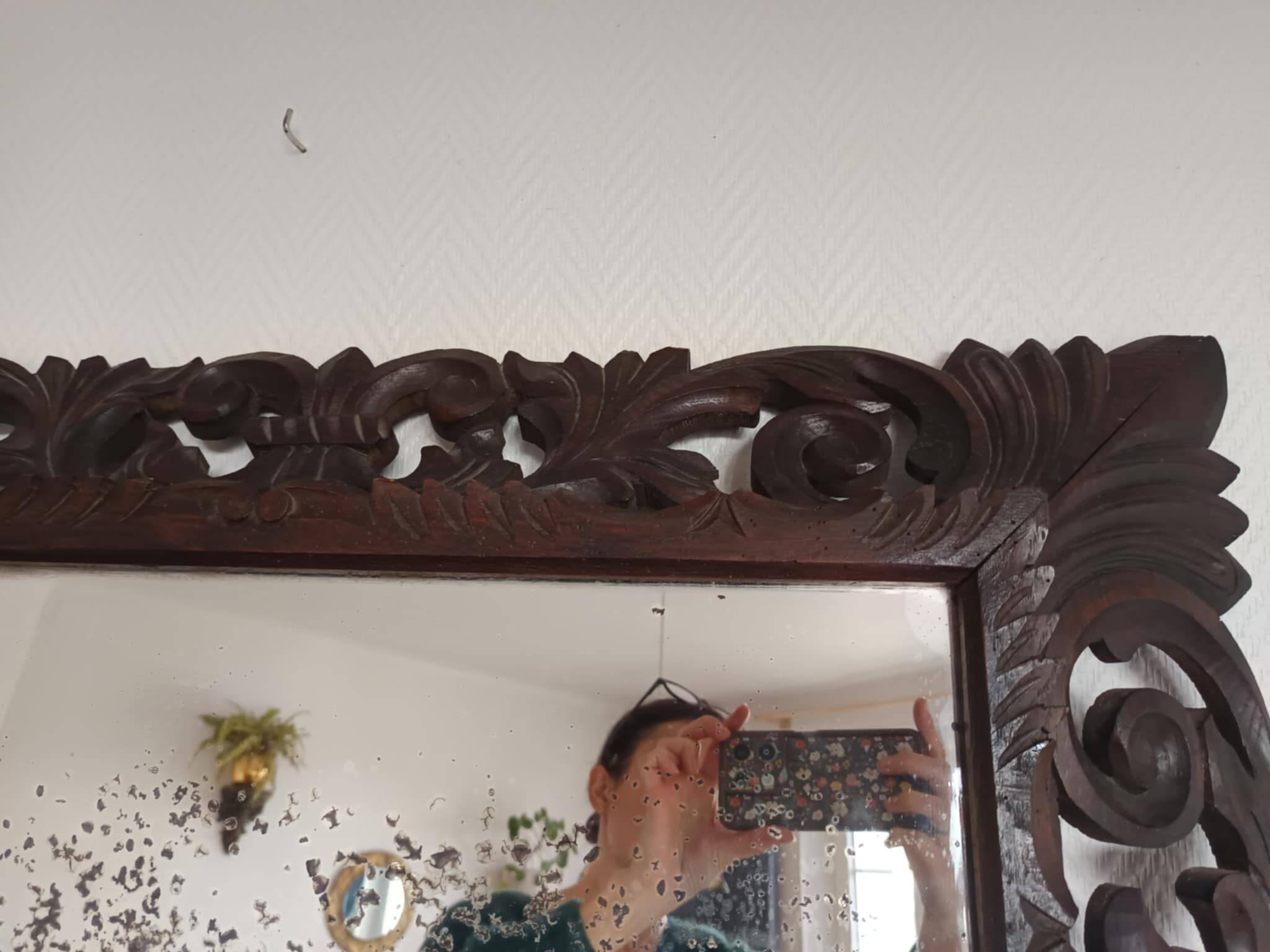 Neo-Gothic mirror in carved oak circa 1940