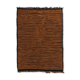 Moroccan Berber Mrirt rug in tobacco brown wool, black weave – 210 × 300.