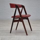 1960s, Danish chair by Farstrup, original condition, solid teak wood, leather.