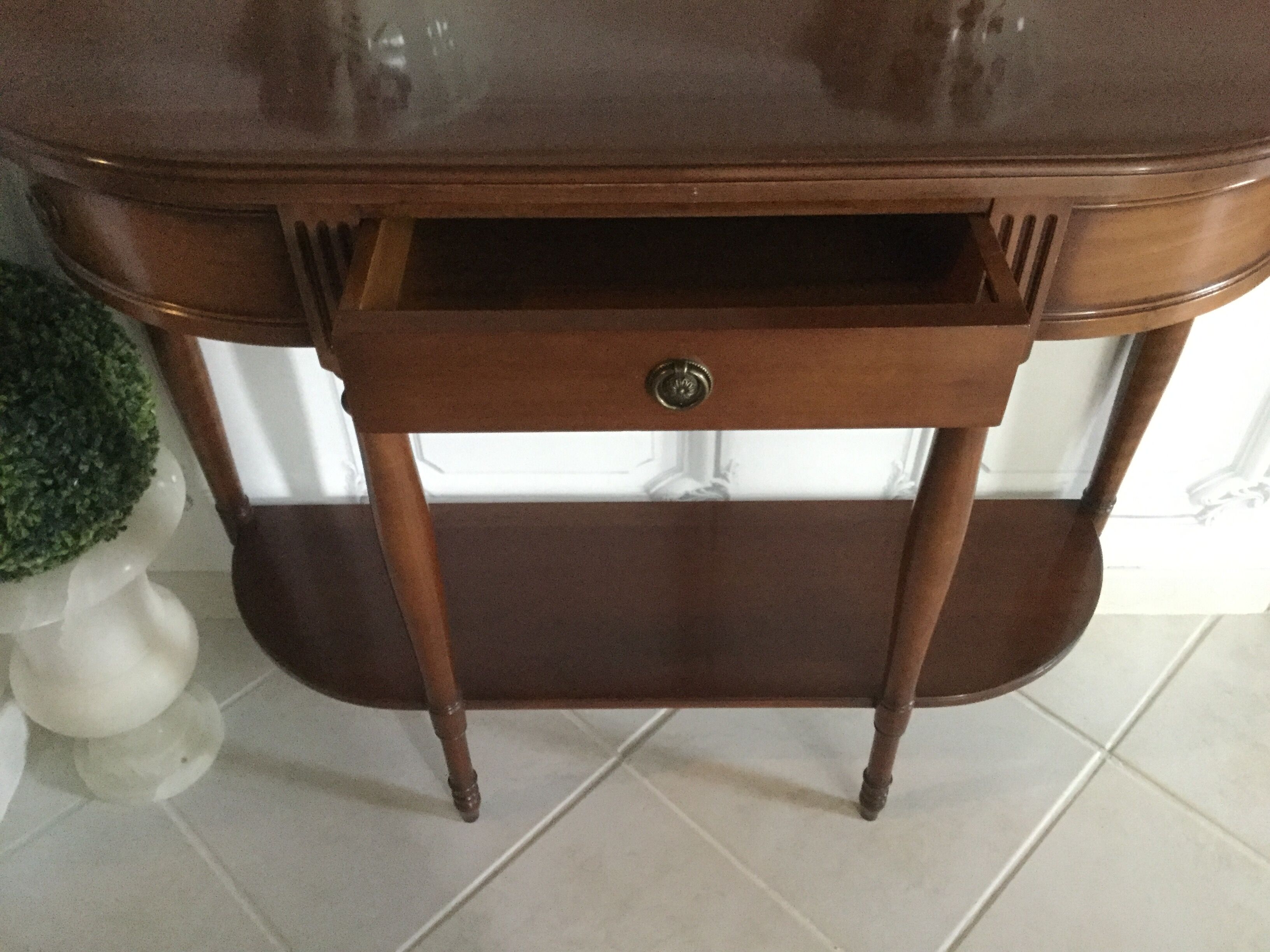 Half moon console in cherry tree