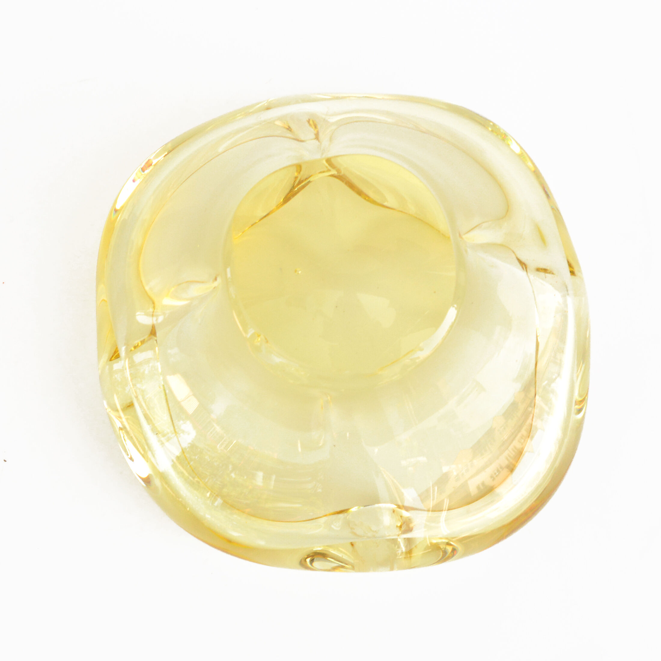 1960s organic modern ashtray, designed by M. Klinger, Zelezny Brod Sklo, Czechoslovakia