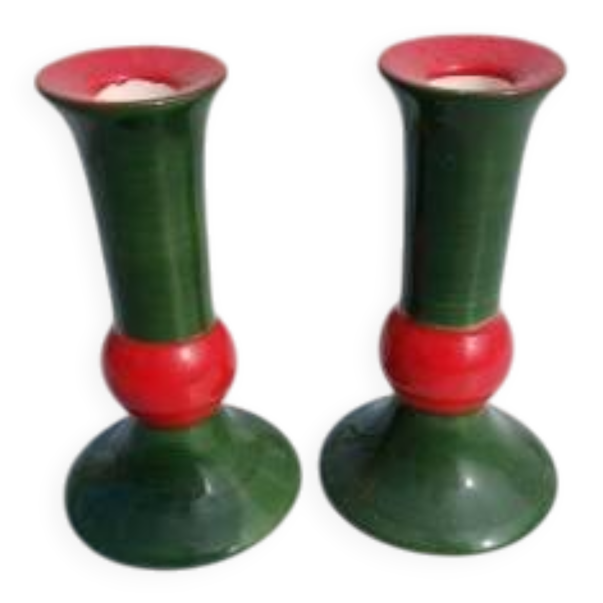 Pair of earthenware candlesticks from the brand: LR