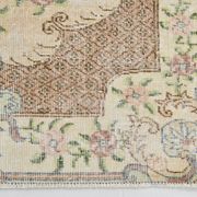 Light Yellow & Brown Turkish Rug, 114x204Cm