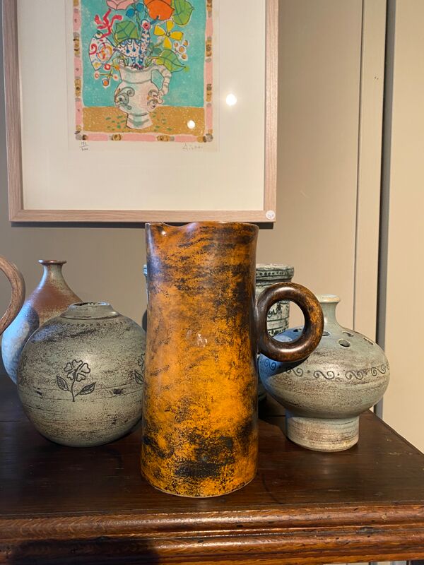 Pichet orangé en céramique Jacques Blin