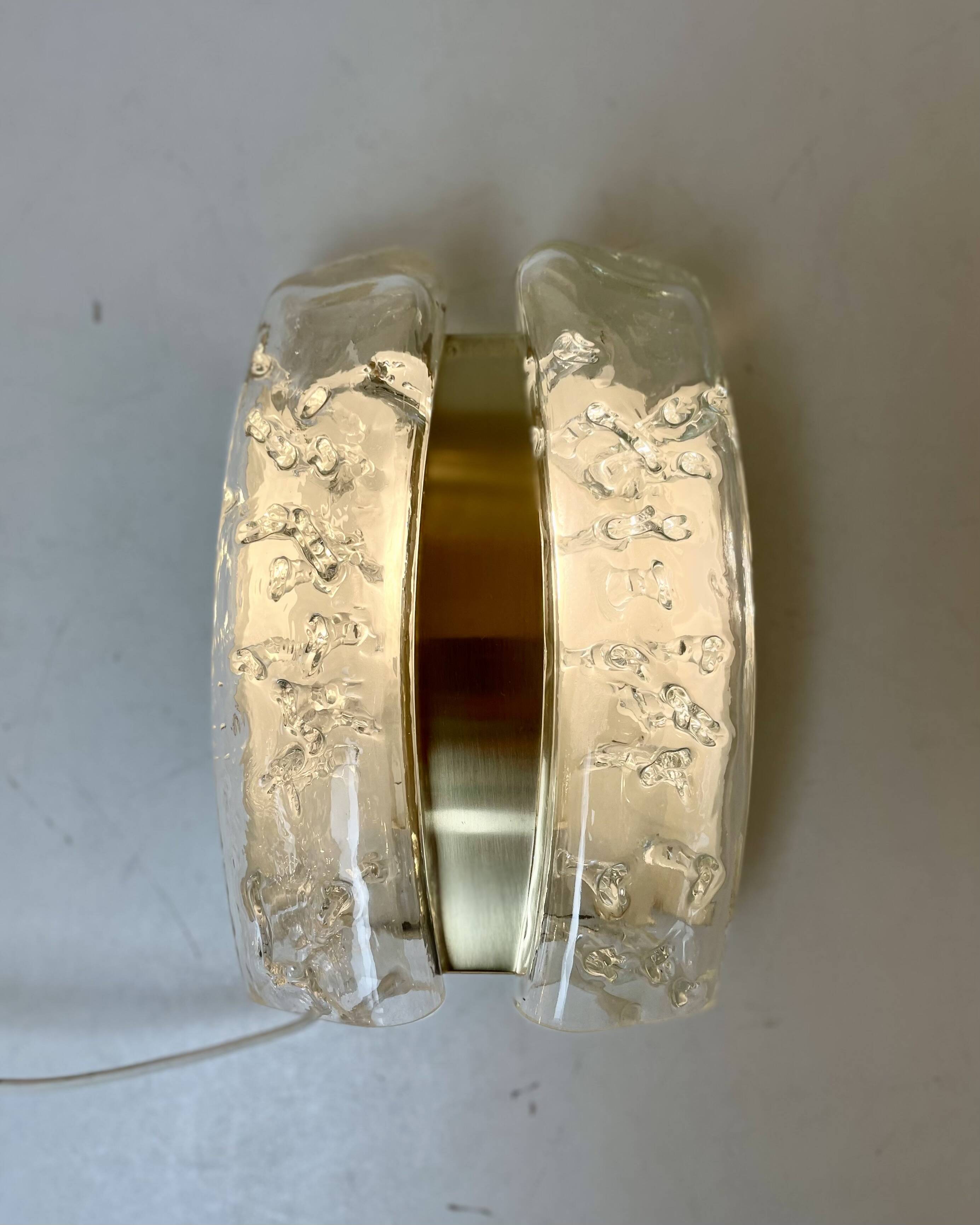 Glass and brass wall lights by Doria, 1960s