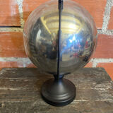 World Map Globe Earth Planet Chrome Metal + Black Design Stand