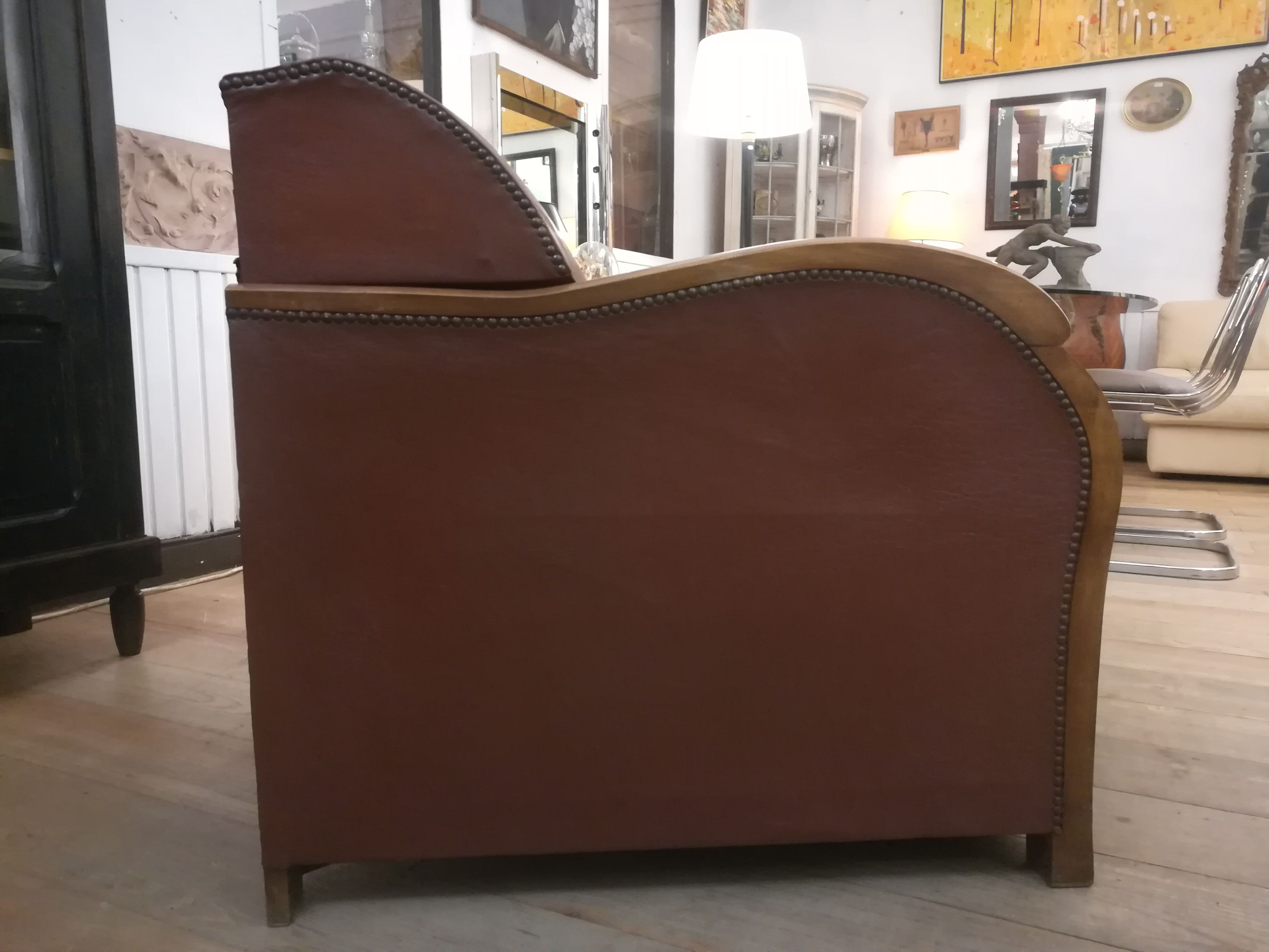 Leather art deco sofa