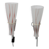 1970s Pair of Glass Wall Lamps , Czechoslovakia