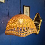 Abat jour pendant lamp in vintage wicker
