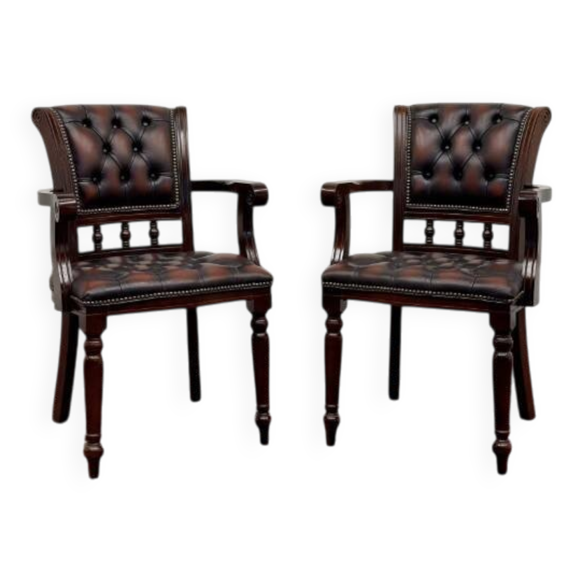 Ensemble de chaises de bureau anglaises bordeaux