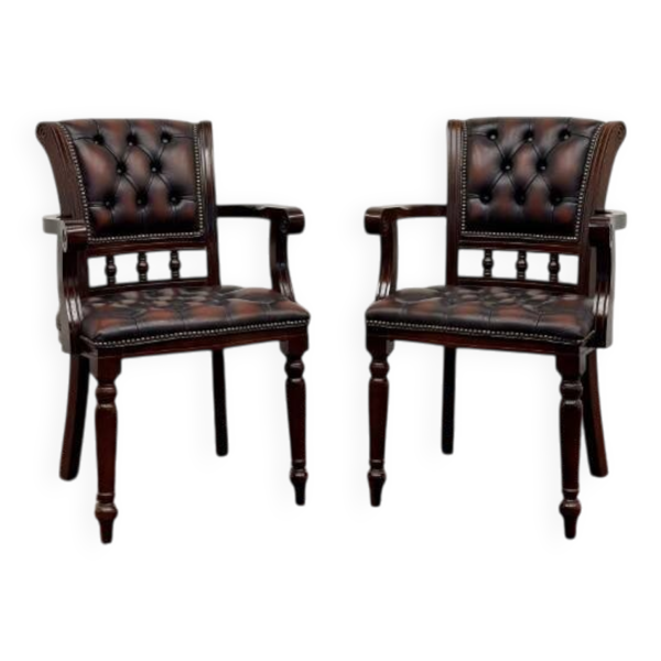 Ensemble de chaises de bureau anglaises bordeaux