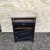 1940s walnut bedside on marble