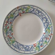 3 plates Churchill England mosaic and floral design