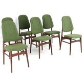 Ensemble de 6 chaises de salle à manger en teck hollandais design vintage