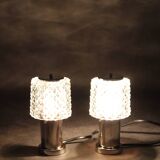 1970s Pair of Nightstands Glass Lamps by Kamenicky Senov, Czechoslovakia