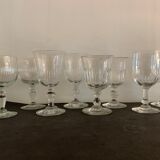 8 old blown foot glasses, 4 different models