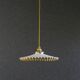 Pendant light in antique glass painted in white and gold - new socket and cable