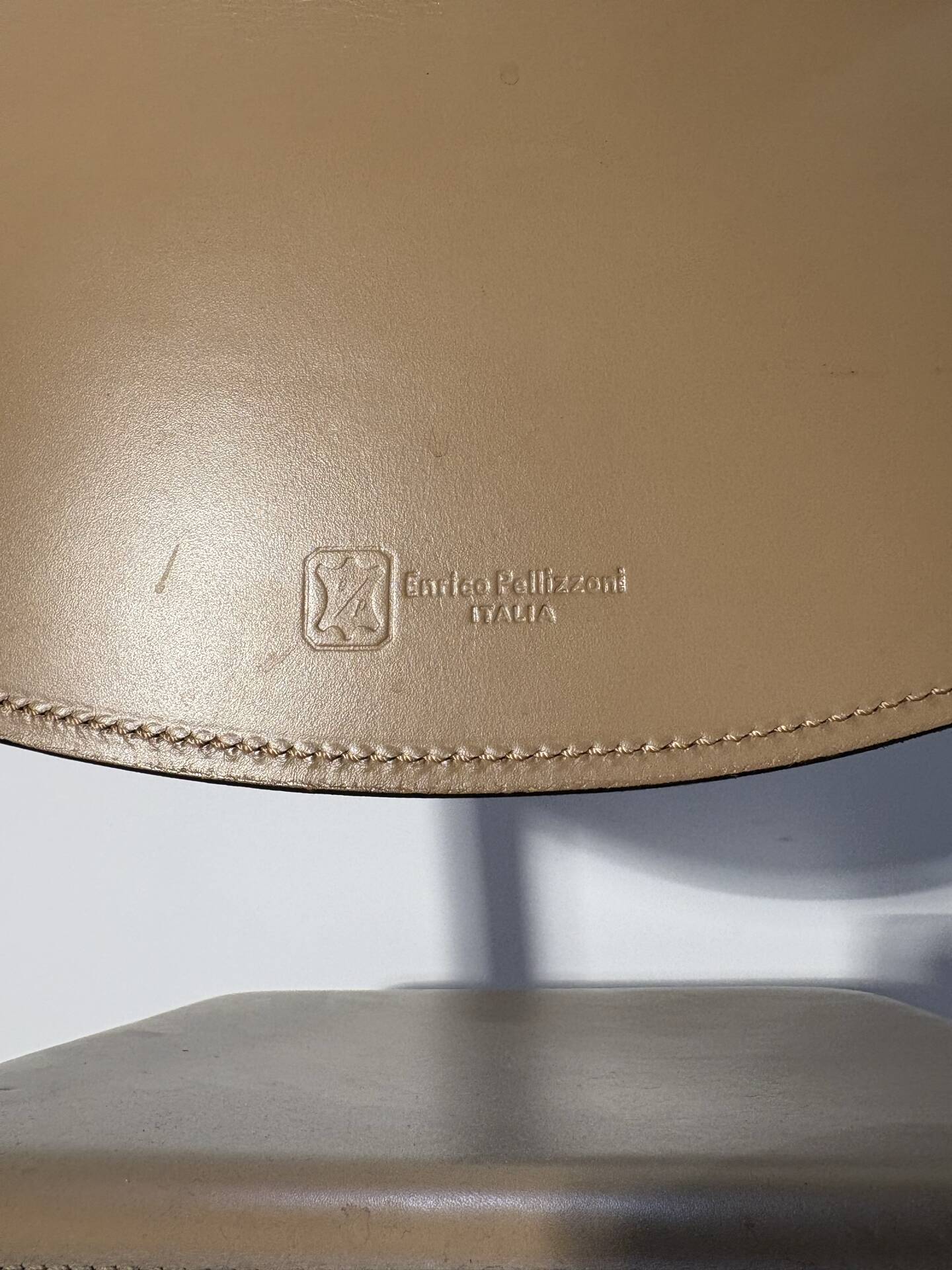 Pair of leather stools Enrico Pellizoni