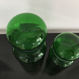 Set of 2 green glass jars