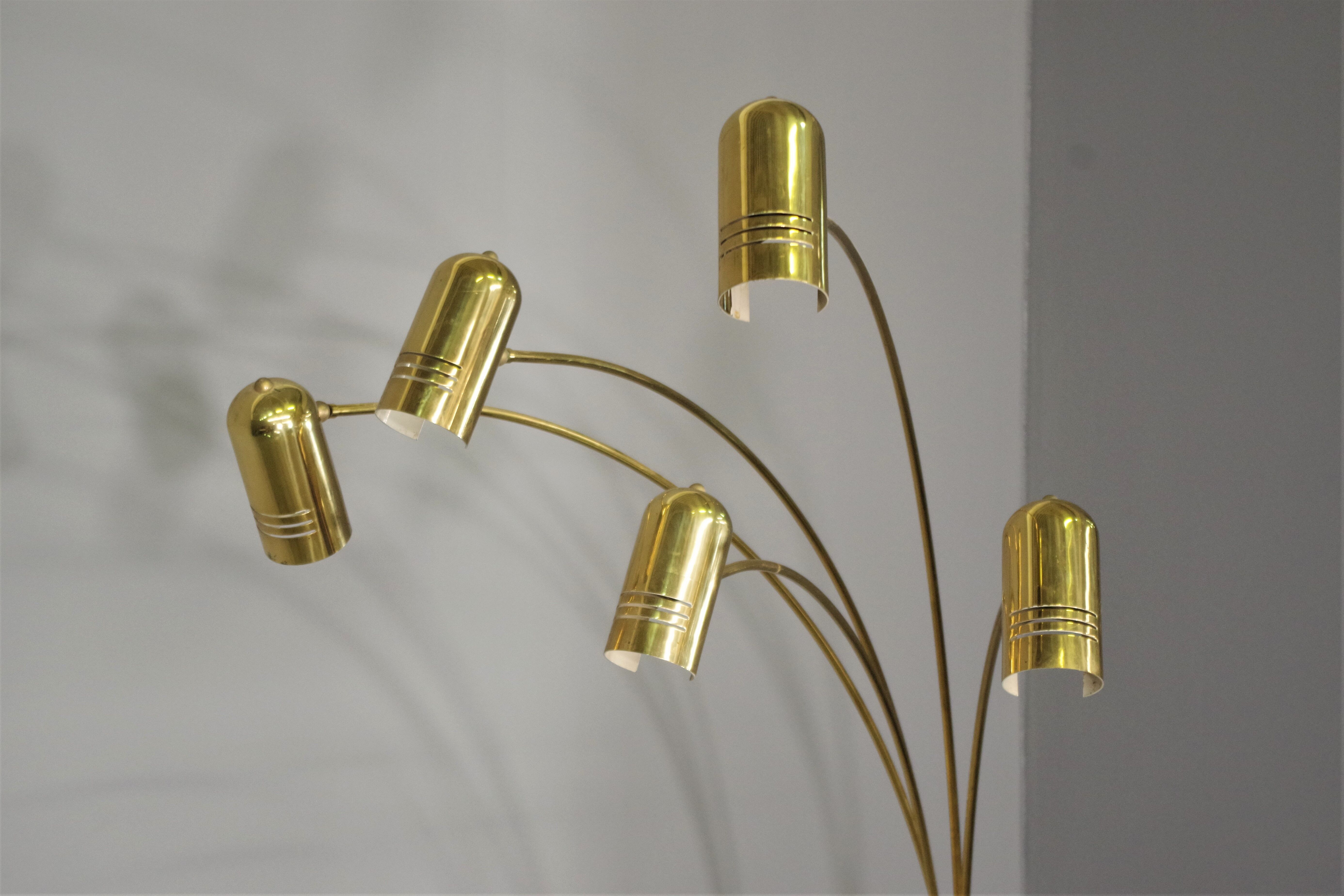 Brass floor chandelier, 70s