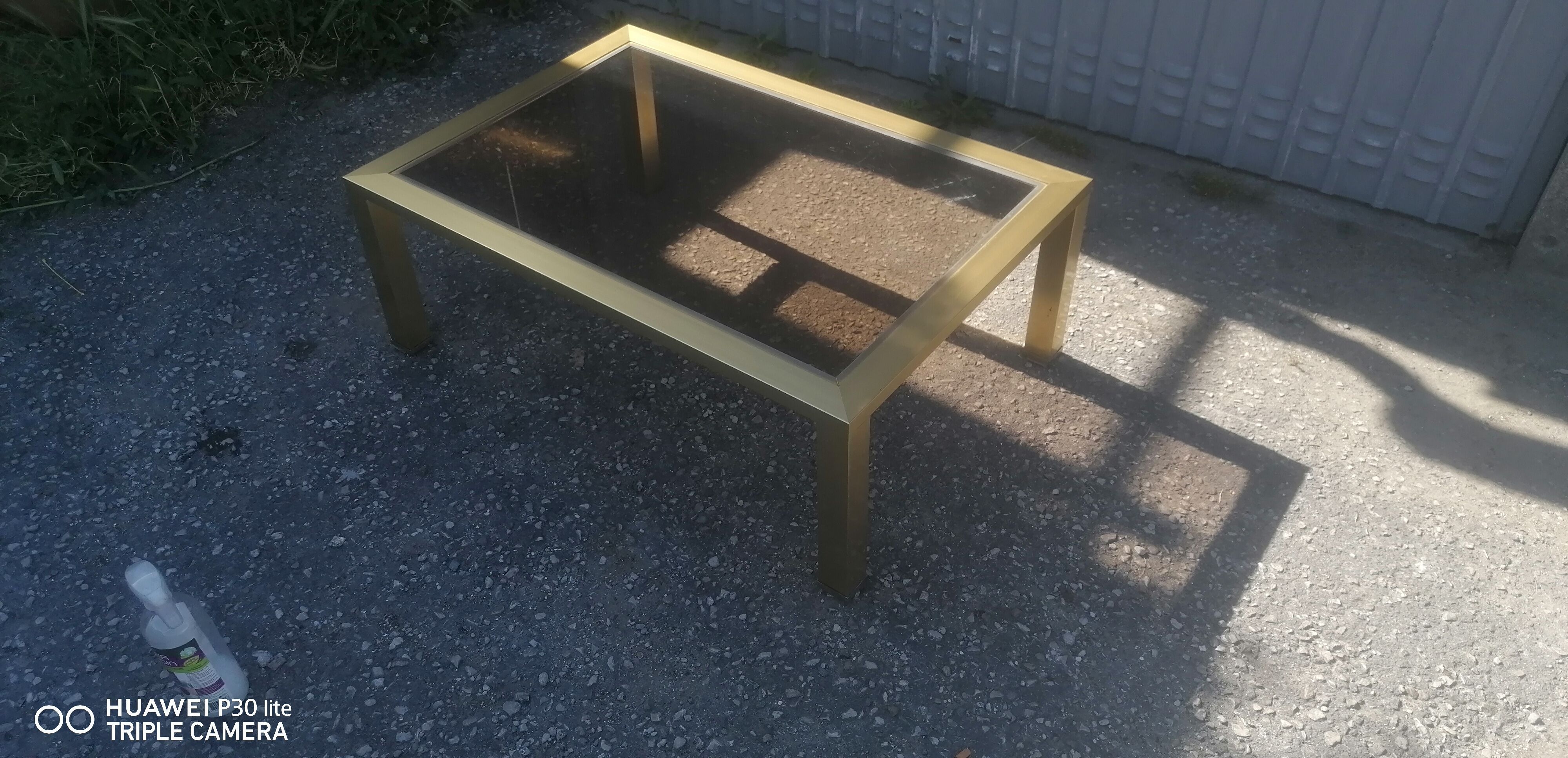Vintage coffee table golden aluminum