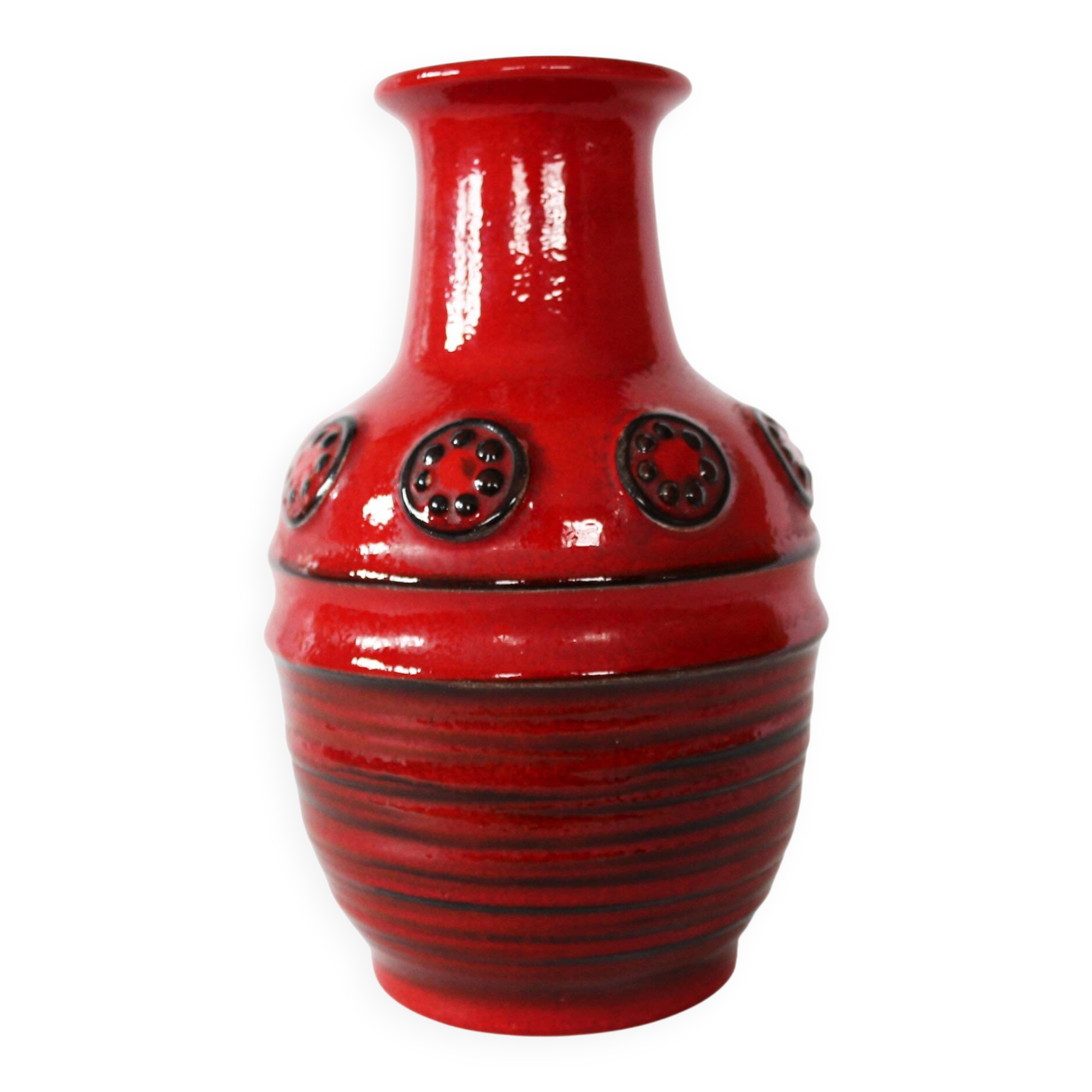Vintage Vase en céramique rétro milieu du siècle, Allemagne, rouge