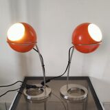 Set of lamps eyes ball orange 1990