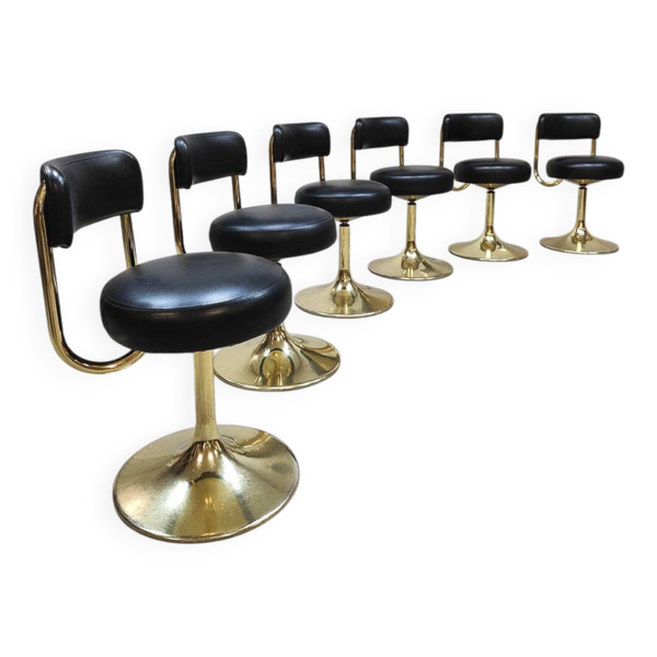 Tabourets bas vintage en laiton au design suédois Borje Johanson