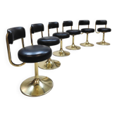 Vintage Swedish design brass low stools Borje Johanson