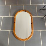 Oval mirror in vintage pine, 100x60 cm