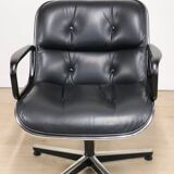 Fauteuil de bureau Charles Pollock édition Knoll en cuir, 1970
