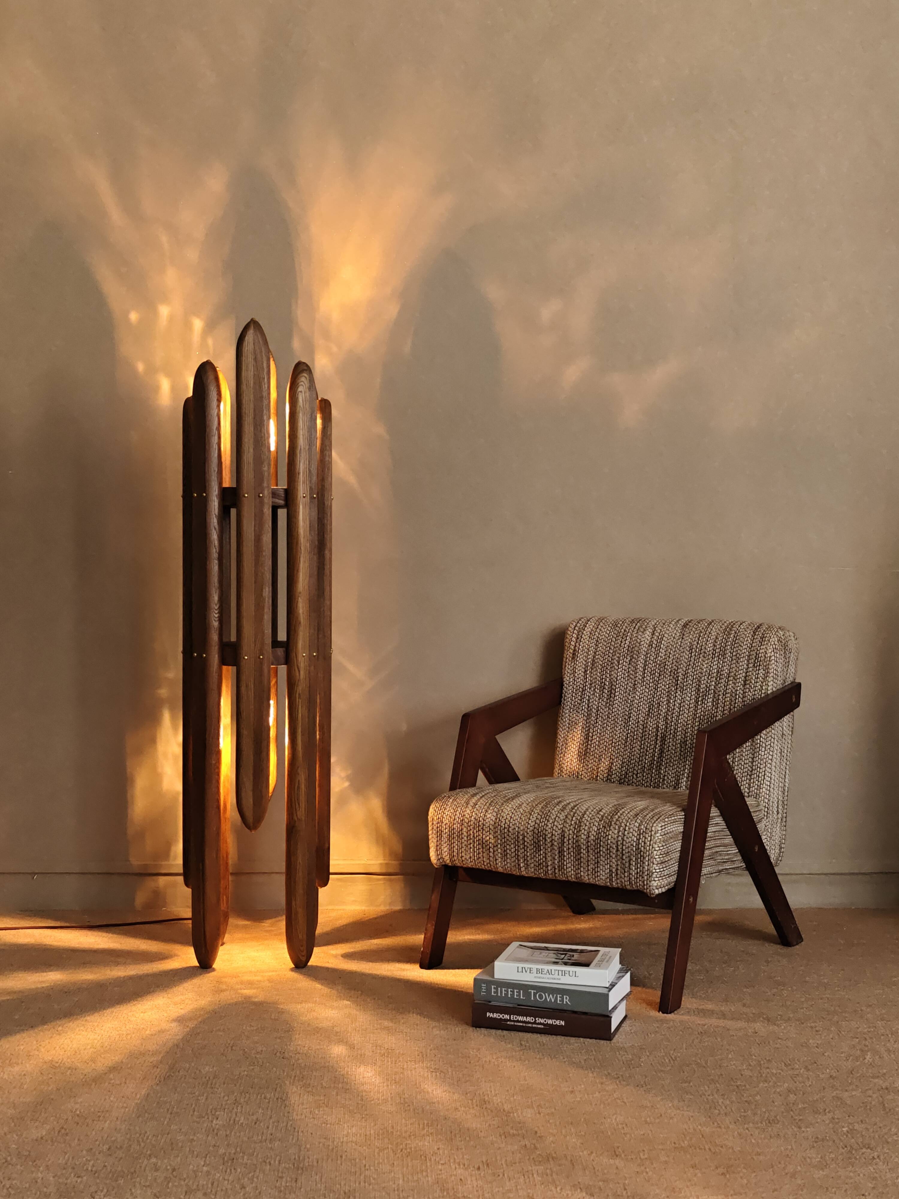 Mid-Century Modern Collectible Design Museum Quality Solid Wood Floor Lamp