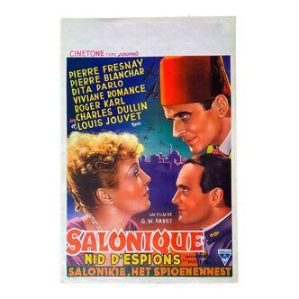 Affiche cinéma "Salonique nid d'espions" Pierre Blanchar, Dita Parlo 36x55cm 1960