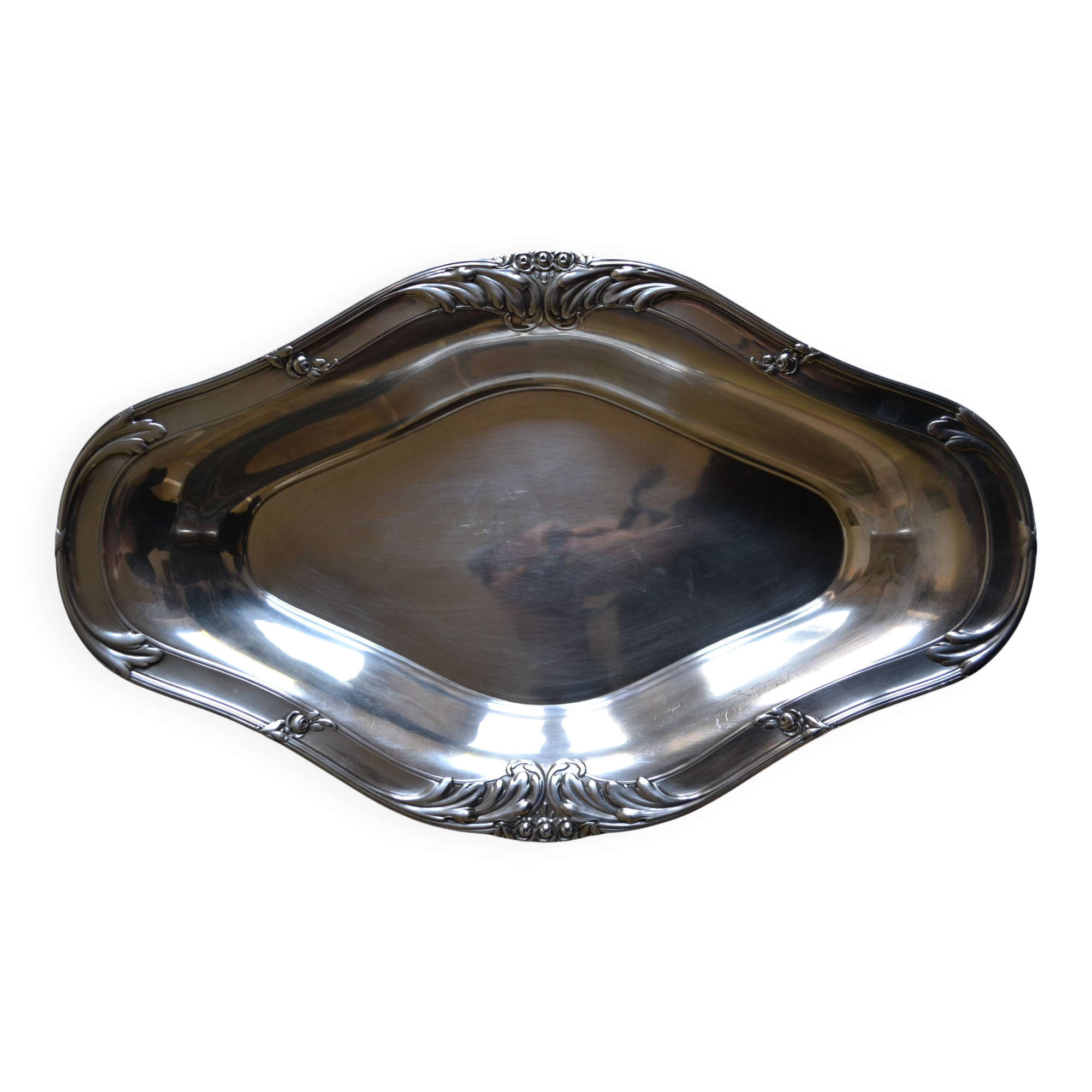 Flat basket cup in silver metal