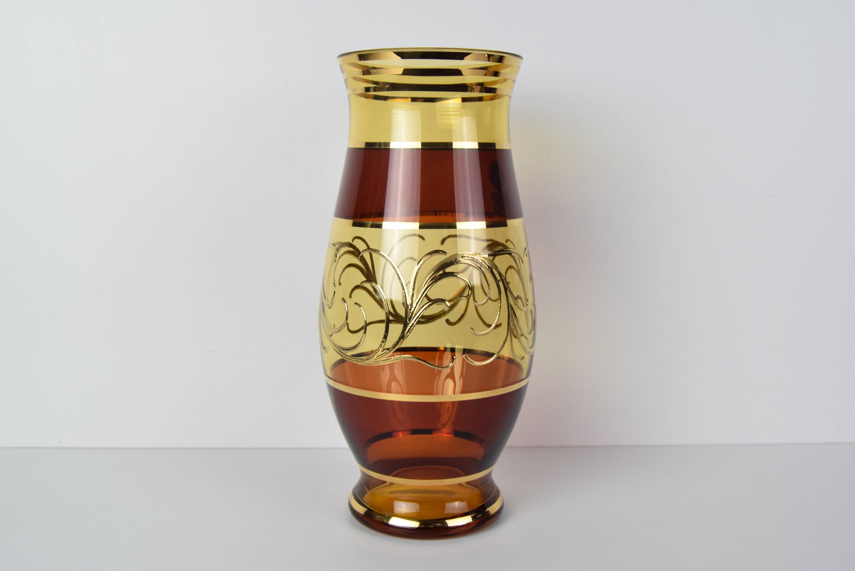 Egermann Czech crystal vase Bohemia Hand painted, gilded, circa 1980s.
