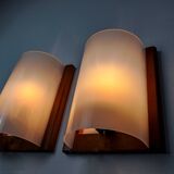 Pair of pine and methacrylate wall lights, Spain 1980