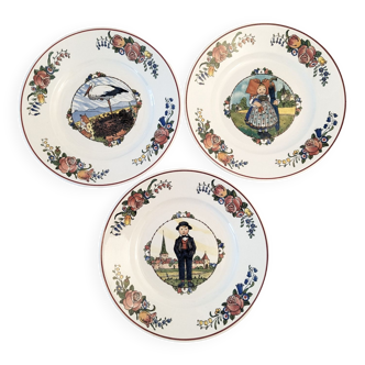 Assiettes plates rondes Sarreguemines Hansi Annales