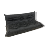 Canapé Togo 3 places en cuir noir par Michel Ducaroy pour Ligne Roset