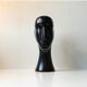 Modernist black ceramic sculpture – stylised head – 1960s