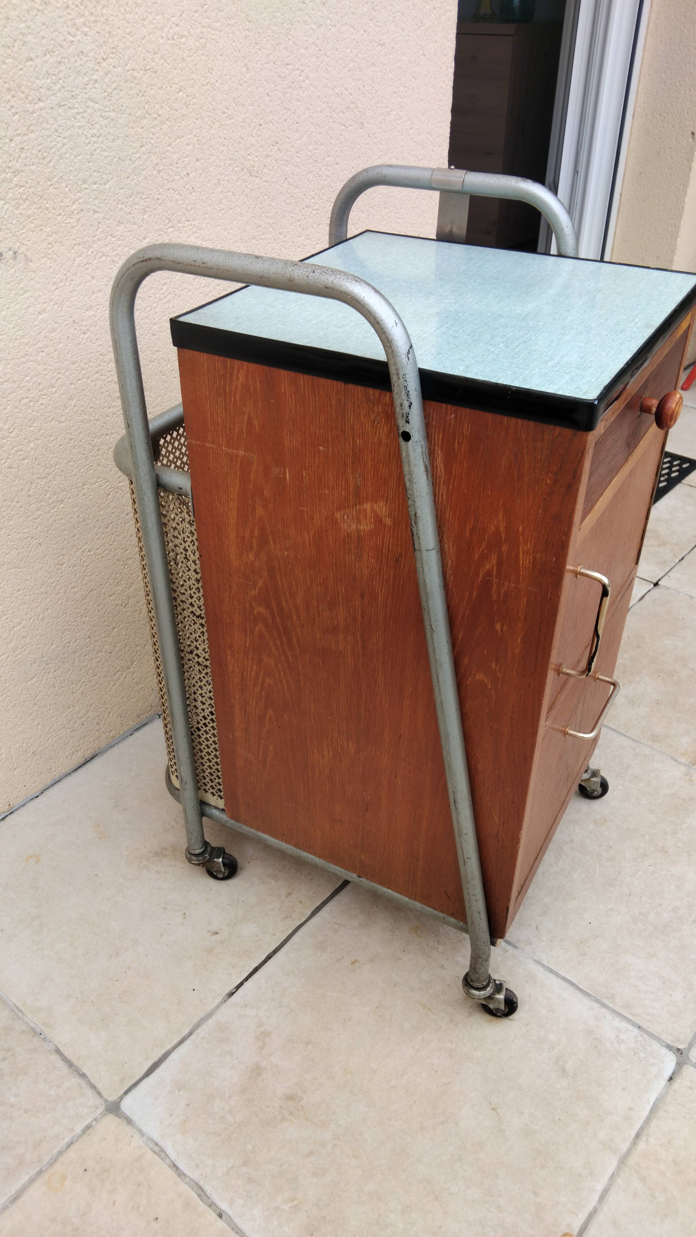 Desserte d'architecte sautereau vintage industriel design année 50