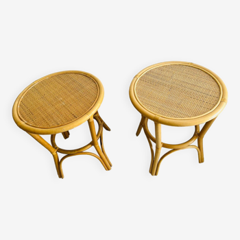 Lot de deux table en rotin