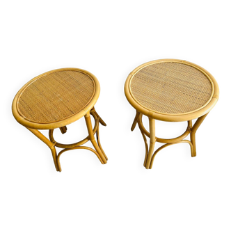 Lot de deux table en rotin