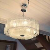 Large frosted glass chandelier Doria Lighting 70s