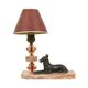 French Art Deco Table Lamp Pink Marble Glass Shepherd Dog