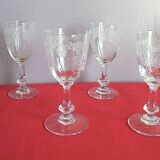 6 glasses of crystal liquor St Louis chiseled patterns not signed High. 12 cm