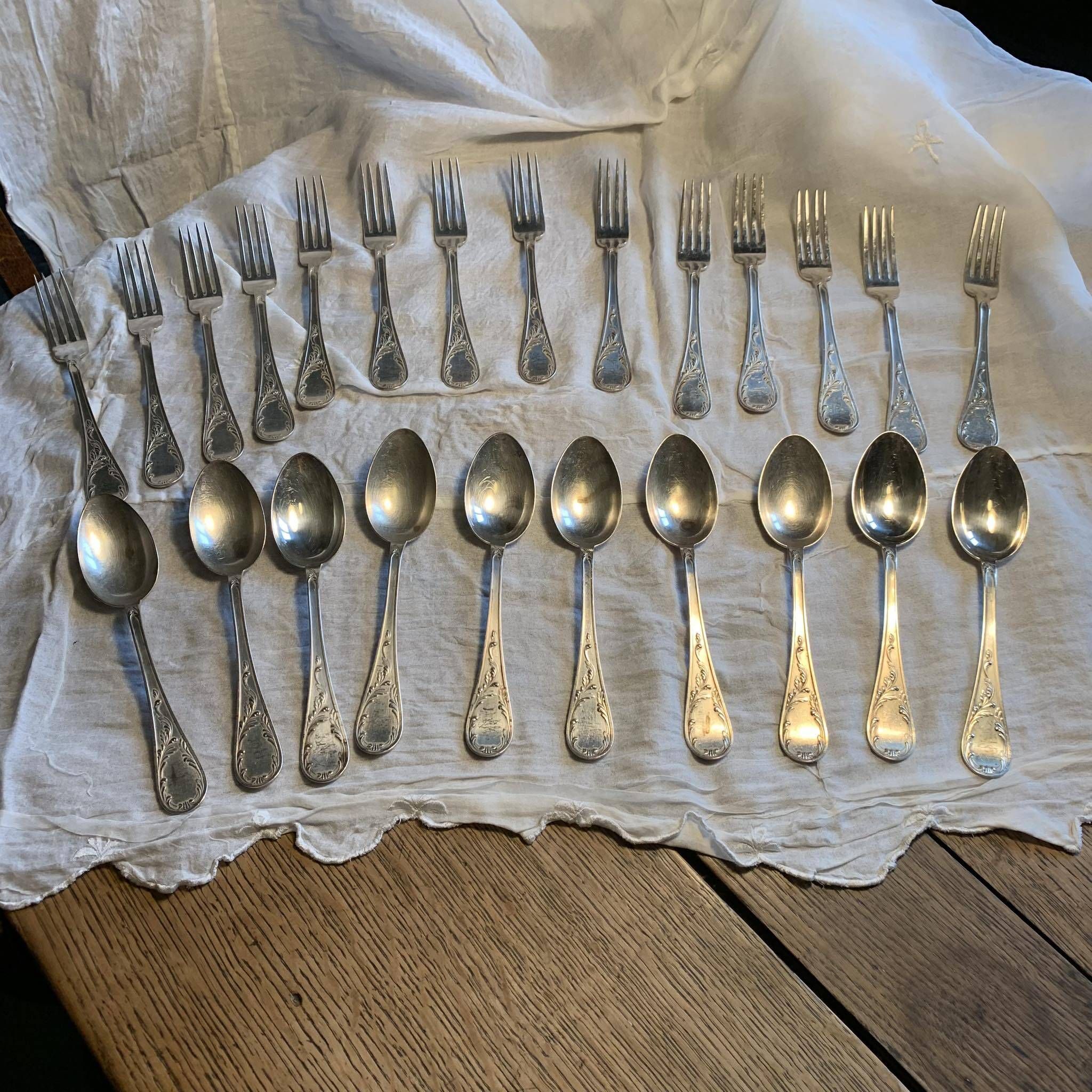 Set of hallmarked silver-plated spoons and forks
