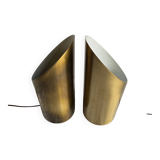 Pair of lamps signed by Jean Perzel – cylindrical with an oblique opening.