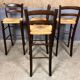 Tabouret de bar 4x vintage jonc brocante