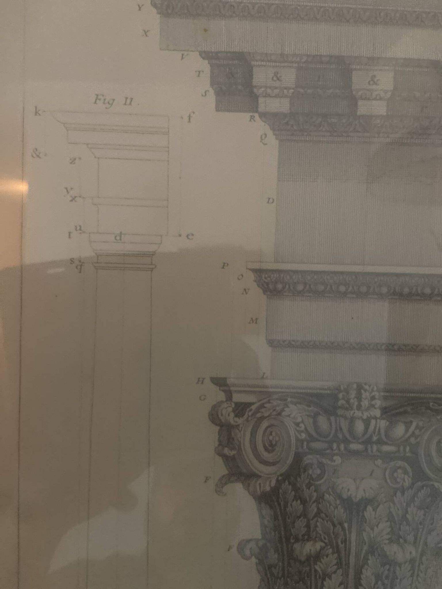 Gravure d’architecture ancienne — Chapiteau classique — Encadrement re